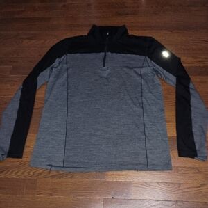 Smartwool 1/4 Zip Pullover Mens Large Merino Sport 250 Baselayer Gray Black